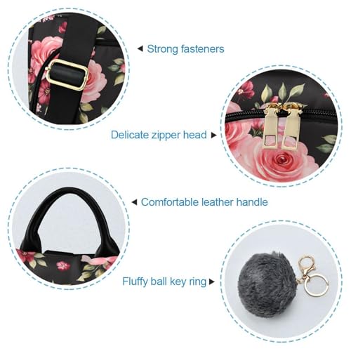Image of ALAZA Rose Flowers Floral Black Backpack Purse for Women Anti Theft Fashion Back Pack Shoulder Bag