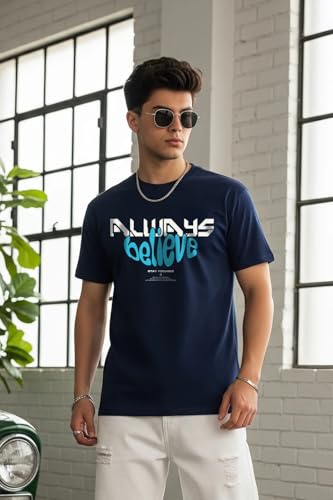 Image of Veirdo Pure Cotton Regular Fit AestheticGraphic Printed Round Neck Half Sleeve T-Shirt Pack for Men (Combo of 3) (Green,Red,Swanwhite,Black,Navy Blue,White,Brown,Royal Blue)