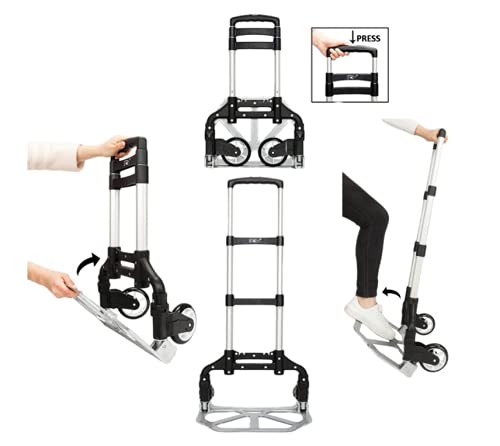 Carretilla plegable de mano con ruedas de goma y capacidad 75 kg miniatura 6