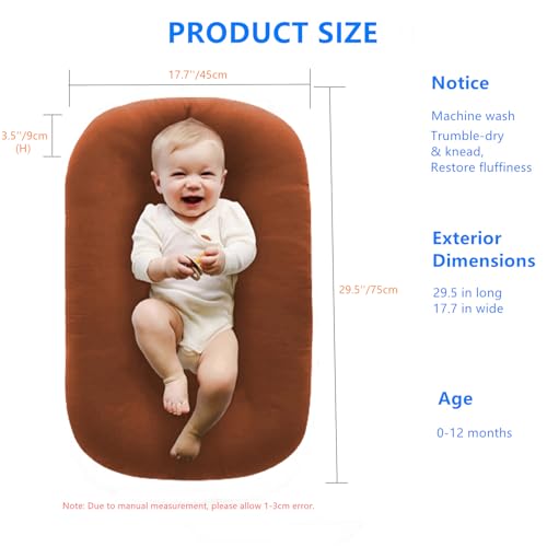 Image of Baby Lounger for Newborns, Soft Baby Nest & Floor Cushion, Portable Diaper Changing Pads for Boys & Girls 0-12 Months-Coffee