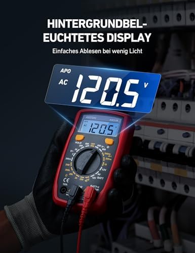 Bild 5 - AstroAI Digital Multimeter voltmeter strommessgerät Tester Messung von AC/DC Spannung, DC Strom, Widerstand, Diode, Kontinuität Messinstrument mit großes LCD-Anzeige und Hintergrundbeleuchtung,Schwarz