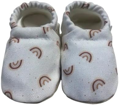Organic Non-Slip Baby Shoes | First Walker Shoes | Slip On | Rubber Grip Infant Shoes | Lightweight Toddler Shoes Barefoot | Baby Gift | Sock Shoe | Wide Toe Box | Vegan | Recycled | Breathable | Handmade | Stretch| Soft Rubber Sole | New Walker | Flats | Baby Slippers | Baby Boy Shoes | Baby Girl Shoes| Baby Booties | Baby Moccasins | (Hope) - Rainbow Baby
