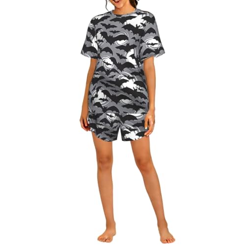 Ensemble pyjama court femme Halloween vêtement de nuit ample contre la chaleur nocturne