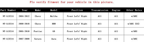 Crs Nt-513214 New Wheel Hub Bearing Assembly, Fits For Front Left (Driver) Or Right (Passenger), Chevy Malibu 2004-12/ Hhr(Ss) 2008-10, Pontiac G6 2005-10, Saturn Aura 2007-09, With Abs #TOP1