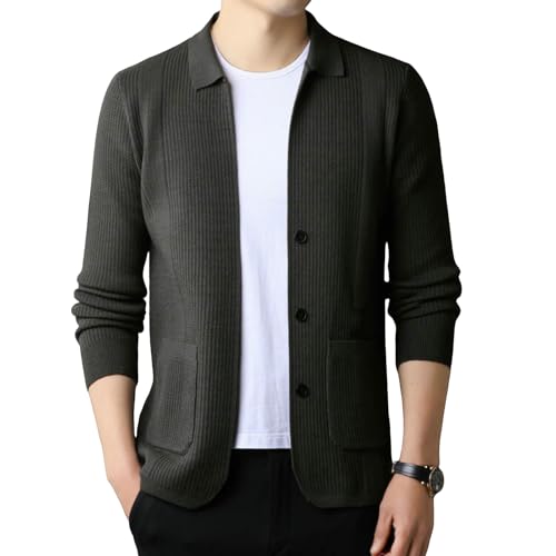 Men's Spring Autumn Winter Casual Lapel Thin Korean Style Knit Cardigan