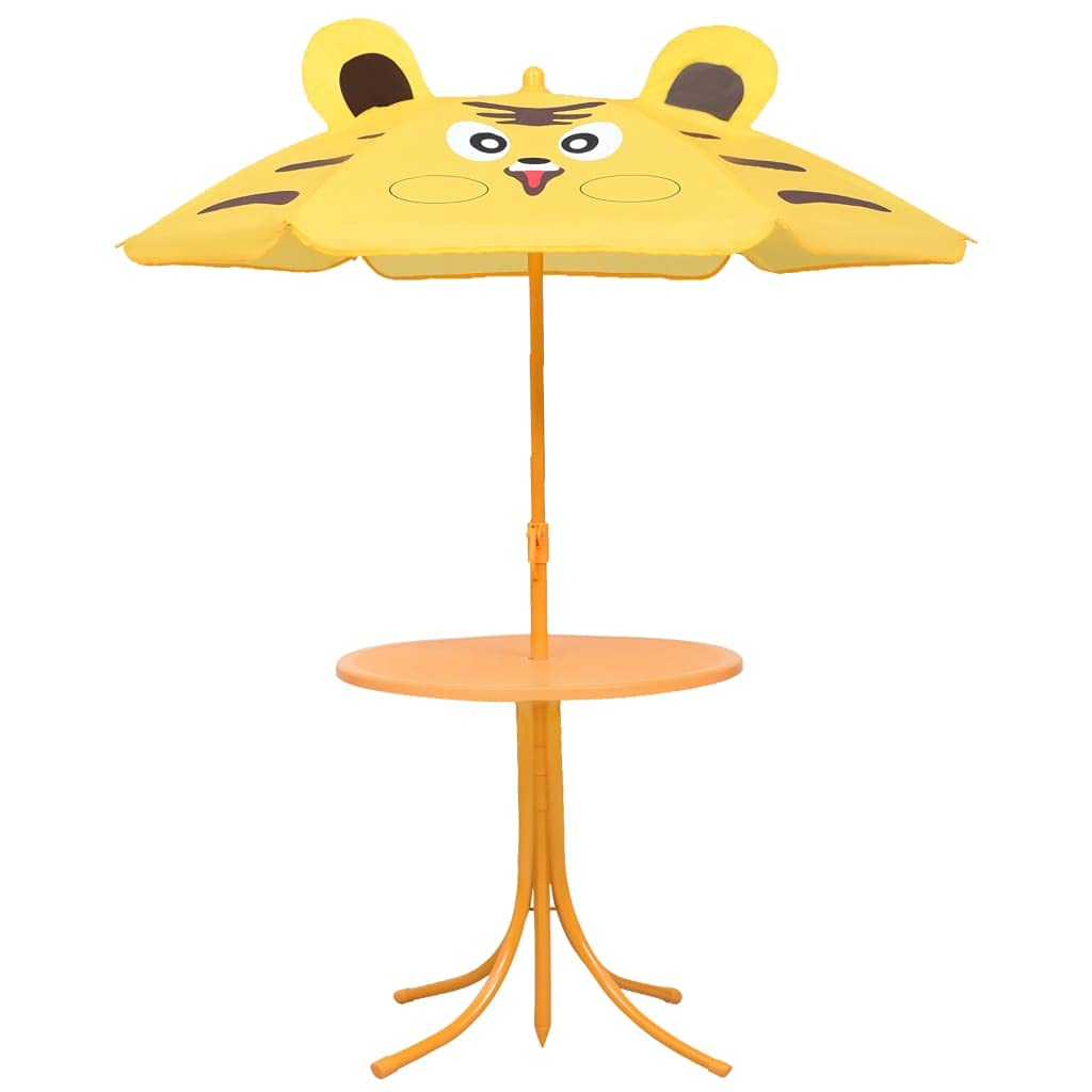 Salon de jardin pour enfants, avec parasol, une variété de motifs de dessins animés, coins arrondis, 38 x 28 x 50 cm (l x p x h), chaise pliante, table, chaises de jardin pour enfants