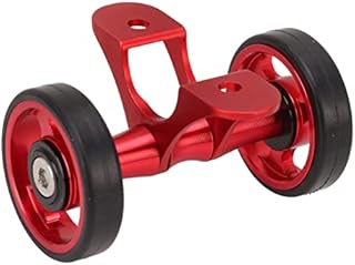 Bicycle Mudguard Easywheel, Aluminum Alloy Folding Bike Rear Mudguard Wheel with Rubber Tire, 10mm Dia Bicycle Mudguard Double Roller Rear Wheels for Folding Bicycle, for Brompton, for Dahon(Red)