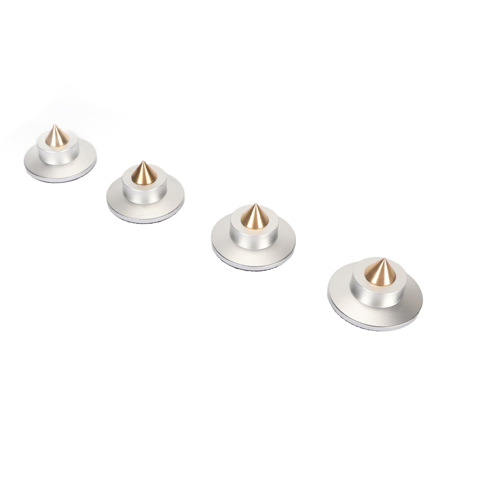 Piedini di isolamento per altoparlanti, ammortizzatore professionale e vibrazioni per qualità del suono HiFi, amplificatore, giradischi, lettore CD, lega di alluminio/rame, 4 pezzi (argento