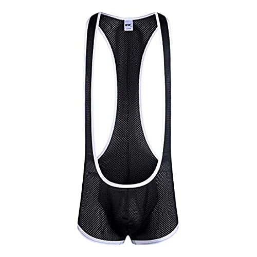 Men's Mesh Jockstrap Bodysuit Sexy Leotard Wrestling Singlet Jumpsuit Bulge Pouch Underwear