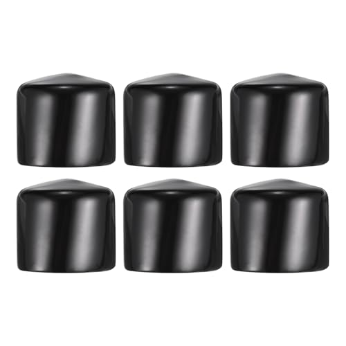 MECCANIXITY 6Pcs 50mm(1-31/32") Rubber End Caps (Black, 43mm Height)