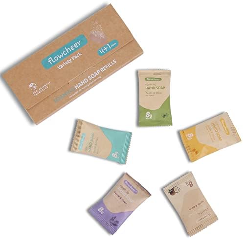 flowcheer Foaming Hand Soap Tablet Refills-Sample Pack Hand Wash 5 Tablets-Zero Waste Eco Friendly Cleaning Supplies-Fills 5 X 8 fl oz Refillable Foam Dispenser(40 Fl oz total)