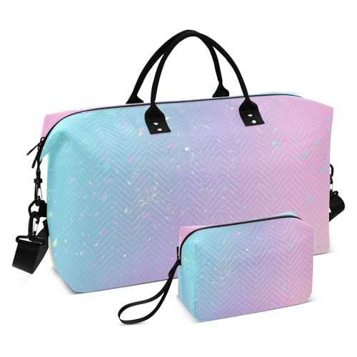 Rainbow Color Large Travel Duffle Bag Weekender Overnight Bags Gym Yoga Bag for Women Men with Toiletry Bag