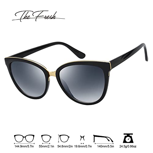 The Fresh Polarized Cat Eye Designer Tip Pointed Sunglasses FR17266P2