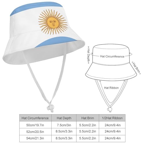Argentine RepublicChildren's Bucket Hat for Boys and Girls, Breathable Summer Beach Hat52cm2