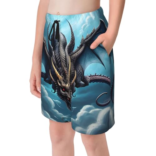 Flying Dragon Youth Beach Pants, Soft and Breathable, with Drawstring Waist, Suitable for Sports and Leisure.4