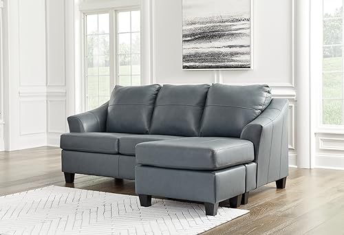 Signature Design Ashley Genoa Leather Sectional Sofa Blue
