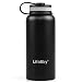 LifeSky 32oz Sports Water Bottle - Stainless Steel Double-Wall Vacuum Insulation - Wide Mouth, Leak proof, Keep Hot or Cold More than 12 Hours, 950ml, Black