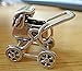 New Sterling Silver 3D 28x22x15mm Movable Stroller Pram Carriage Charm CII4679SEE