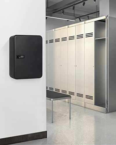 Lovndi Caixa de chave com trava de combinação, armário de chave com 48 ganchos para organizador de c