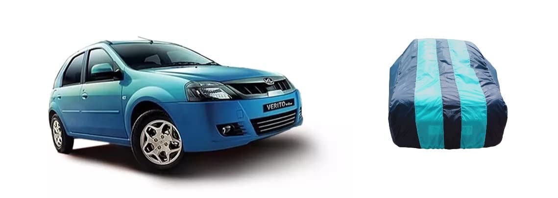 ATBROTHERS Waterproof Car Body Cover Compatible for Mahindra Verito Vibe 1.5 dCi D6 Diesel with Triple Threads Stitches in White and Blue