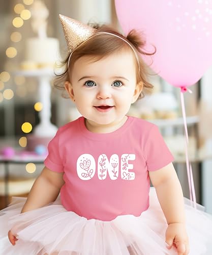 Image of Floral Numbers Ages 1-7 Birthday Girl Shirt for Baby & Toddler Youth Girls