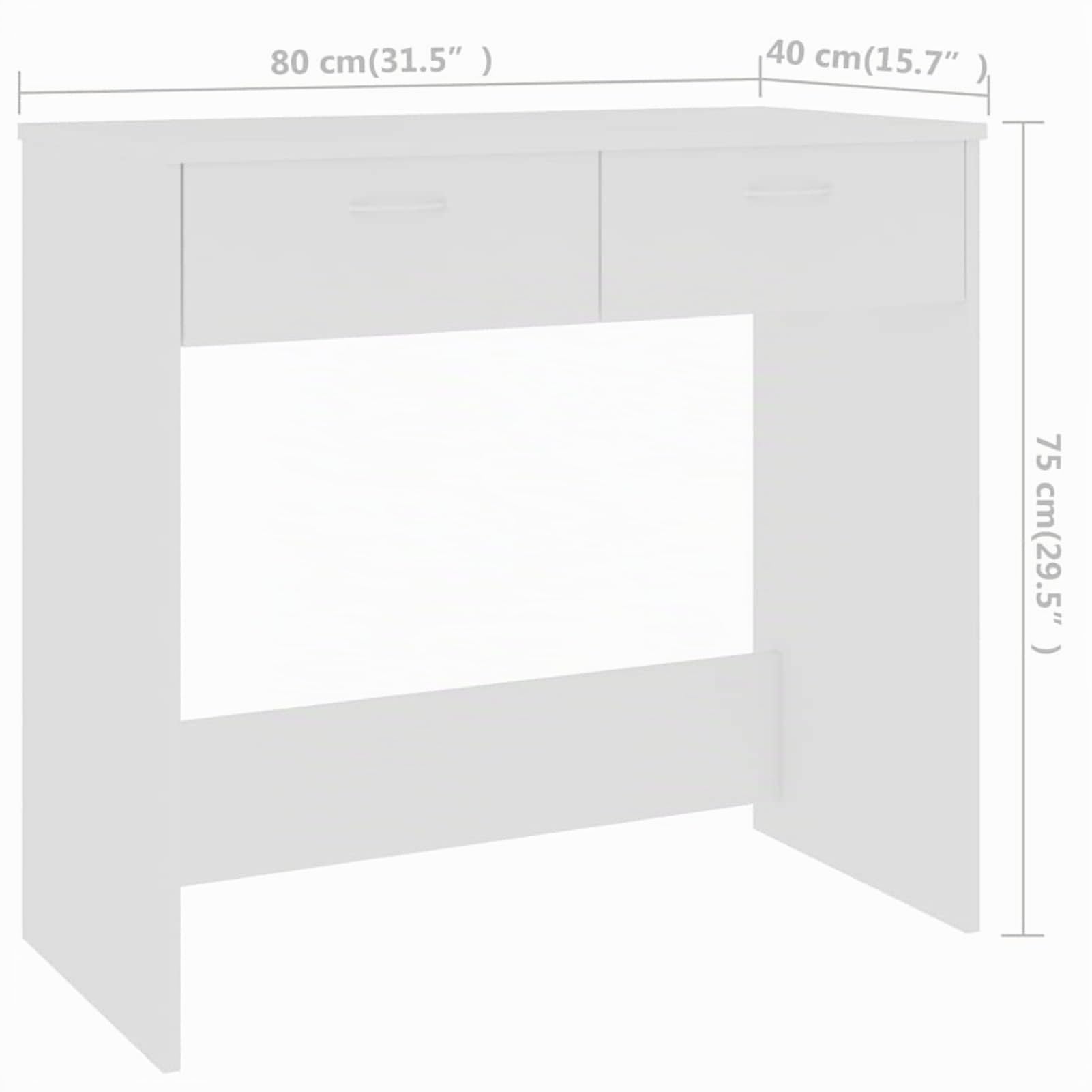 Tidyard Escritorio de Aglomerado Mesa de Escritorio Moderno con 2 Cajones Blanco 80x40x75 cm