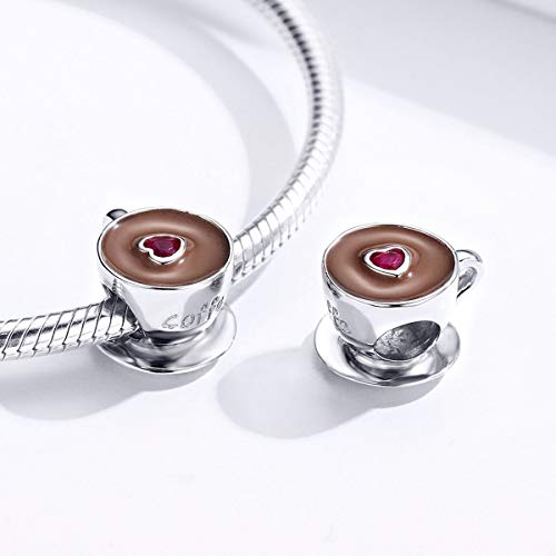 Bracelet à breloques tasse à café argent 925 émail - 7
