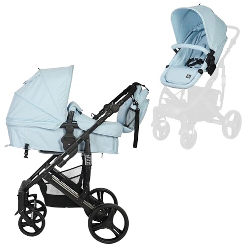 TORAL Carrito Bebe 2 en 1 - Cochecito Bebe Convertible y Versátil con Accesorios, Carro Bebe 2 Piezas, Elegante y Práctico Coche para Bebé, Ideal para Viajes y Paseos Urbanos. Modelo Corinto Azul