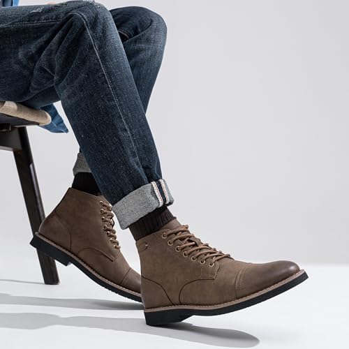 Vostey Men Boots Leather Cap Toe Casual Boots Chukka Fashion Dress Boots for Men3