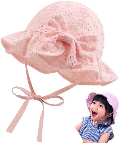 Kikou Fille Chapeau de Soleil Bob Réglable pour Bébé Fille Nourrisson Enfants Tout-Petit Chapeau Protection Solaire UPF 50 de Soleil Été Plage Protection Large Bord Chapeau,Rose,S Cover