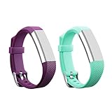 I-SMILE 2pcs Newest Replacement Wristband With Secure Clasps for Fitbit Alta Only(No tracker, Replacement Bands Only) (Plum&Teal)