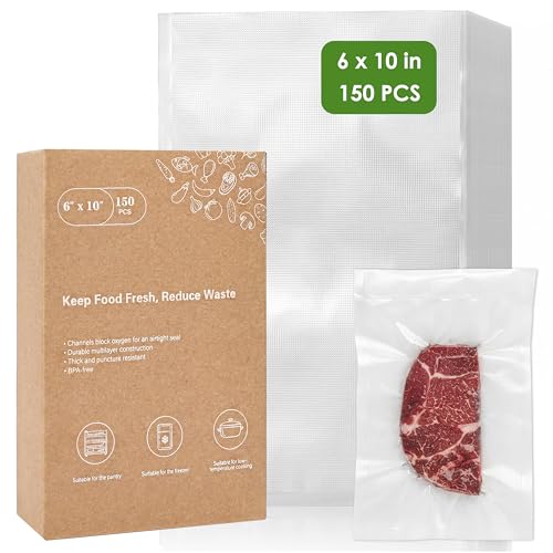 Image of Moretoes 150pcs Vacuum Sealer Bags, Food Saver Bags Pint 6 inch x 10 inch, BPA Free, Pre-cut Commercial Grade Vac Bags for Food Storage, Meal Prep or Sous Vide