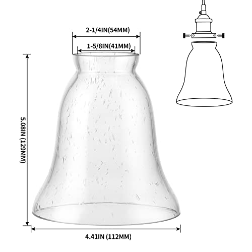 Image of Skelang 2 Pcs Ceiling Fan Light Shade, Lip Lamp shade, Bell Shape Light Fixture Globes Replacement, Seeded