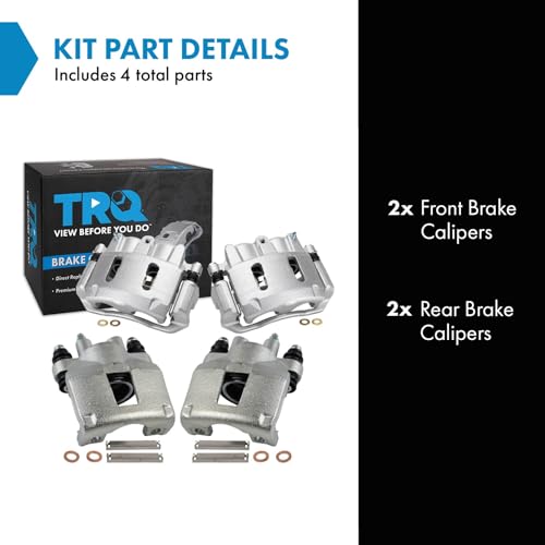 Image of TRQ Front and Rear Brake Caliper Set Zinc Coated Brackets Compatible with 1995-2001 Ford Explorer 2002 Ranger 1997-2001 Mercury Mountaineer