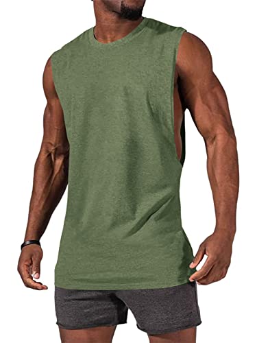 Gafeng Mens Workout Tank Tops Muscle Cut Off Shirts Sleeveless Bodybuilding Gym Cotton T-Shirts2