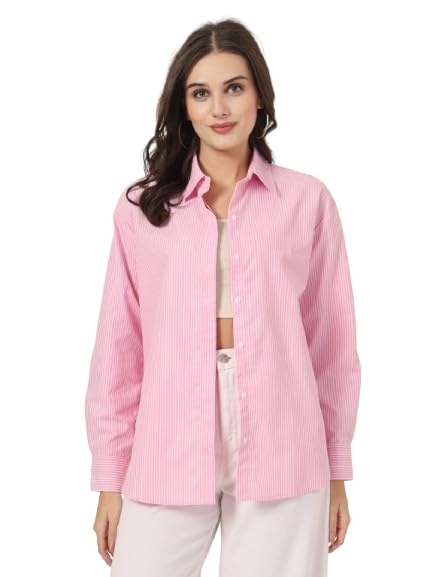 Image of Style Quotient Women Solid Smart Casual Oversized Polycotton Shirt