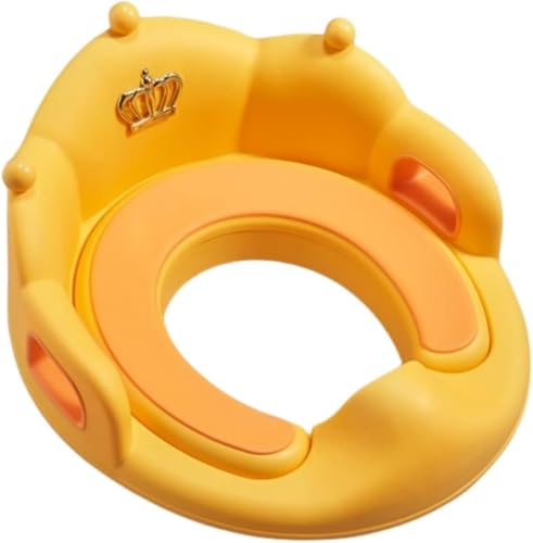 HeyDear 補助便座 幼児用 おまる 子供用 トイレトレーニング 滑り止めハンドル ソフトクッション 柔らか便座 洗える 衛生的 飛び散り防止 グレー 34×38cm (34*38cm,イエロー)