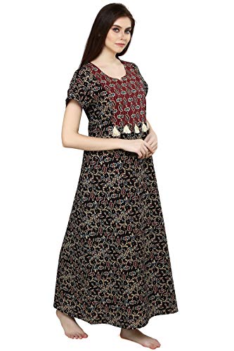 Image of Evolove Women's Cotton Long Maxi Night Gown Nighty Dress with Pocket, Super Soft Comfortable (LNG-Cotton-2)