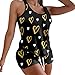 Honestyivan Nuisette Lingerie Deux Pièces Femme Imprimé Coeur Camisole sans Manches Shorts Lingerie Femme Sexy Ensemble Confort Décontractée Chemise de Nuit Sleepwear Ensemble Vêtements De Nuit