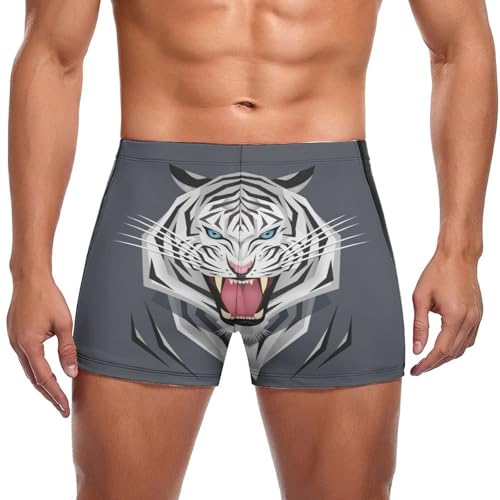 Swimming trunks boxer de bain blanc homme maillot de bain court