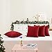 Deconovo Kissenbezüge Leinen Optik Kissenhülle Sofa Dekokissen Kissenüberzug, 40x40 cm, Rot, 4er Set