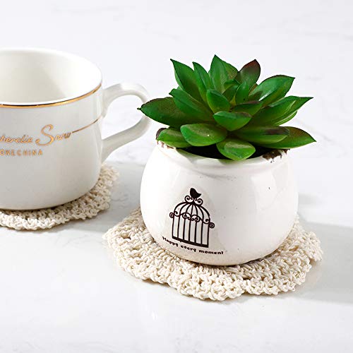 Qinizx 8 Pack 4 Inch Doilies Cotton Coaster Cup Mat Hollow Crochet Lace Cotton Coasters Doilies Round Flower Shape Cup Mat Handmade Table Placemats For Drinks Cups Bottles Decoration 4 Inch Beige thumb #2