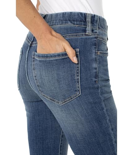 Liverpool Women's Gia Pull on Crop Flare with Exposed Button Jean 25in Inseam3