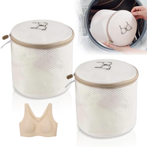 BIVYAX 2 bolsas de lavado para sujetadores, aptas para lavadora y reutilizables, ideales para ropa interior. Bolsillo con cremallera para sujetadores, confeccionado con tejido de malla fina