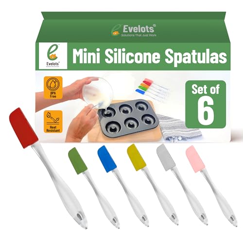 Evelots Set of 6 Mini Silicone Spatulas for Kitchen Cooking & Baking, Small Silicone Cooking...