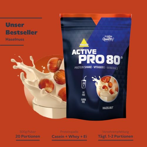 inkospor Active Pro 80 Protein Shake, Haselnuss, 500g Beutel