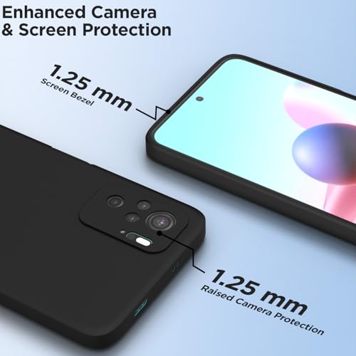 Image of Outlouders Back Cover for Redmi Note 10 / Redmi Note 10S | Camera Protection | Durable Soft Matte Silicone Bumper Case (Black)
