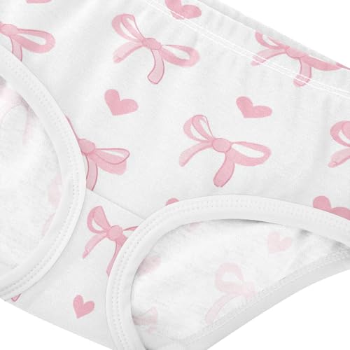 Wusikd Pink Ribbon Bow Heart (3) Girls' Underwear Cotton Girls Briefs Soft Toddler Underwear 2T4