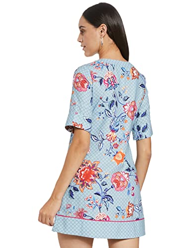 Image of RIVER Designer Printed Dress with Print Blocking