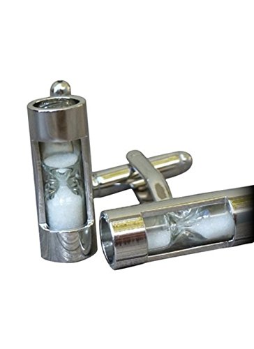 Utoy Covink Sand Timer Hourglass Cufflinks Electroplate White Steel Hourglass French Shirt Men/Women Cufflinks (White)